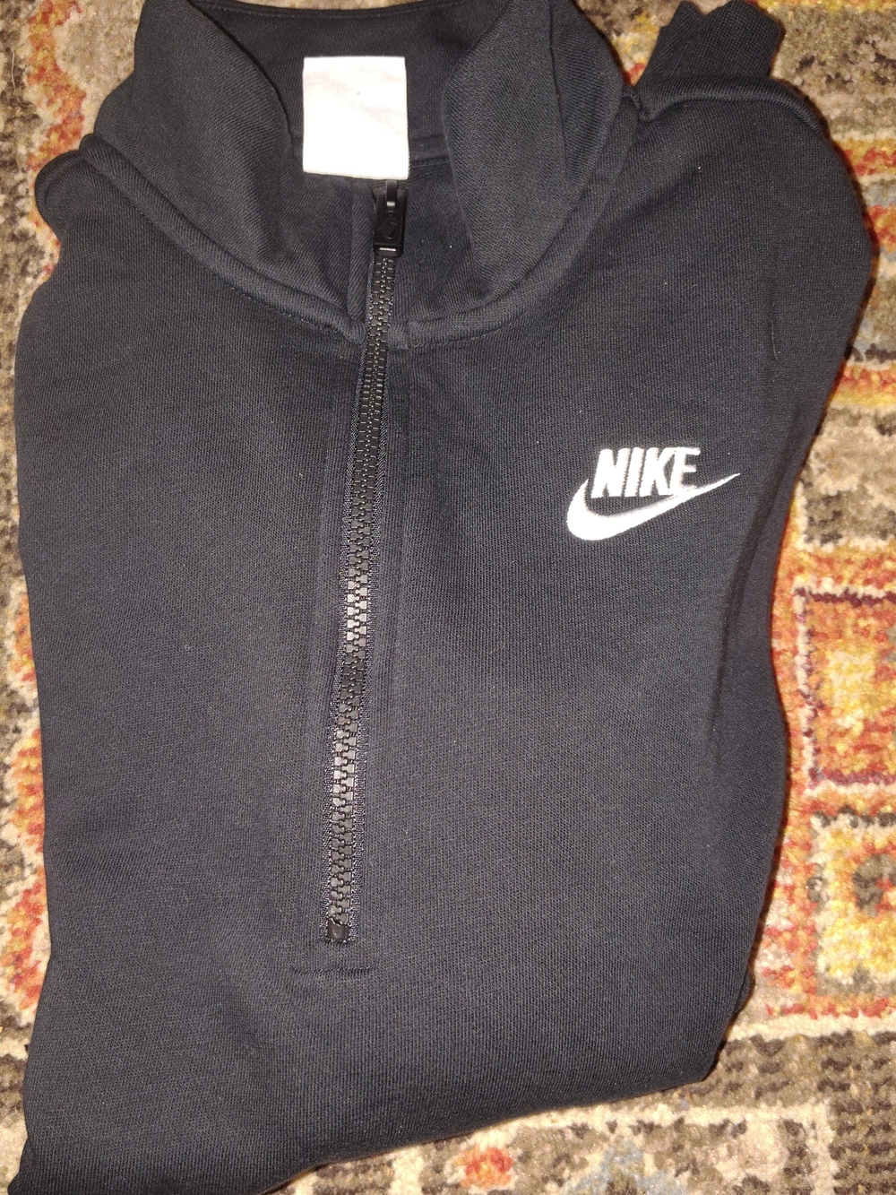 Nike Black Half-Zip Kids Jacket with White Logo